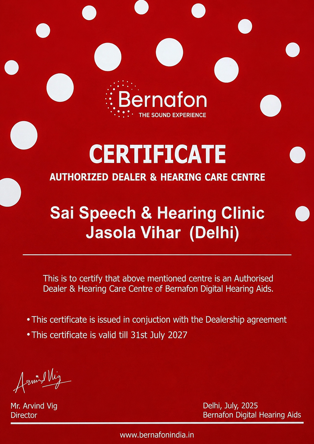 Audiology Certificate